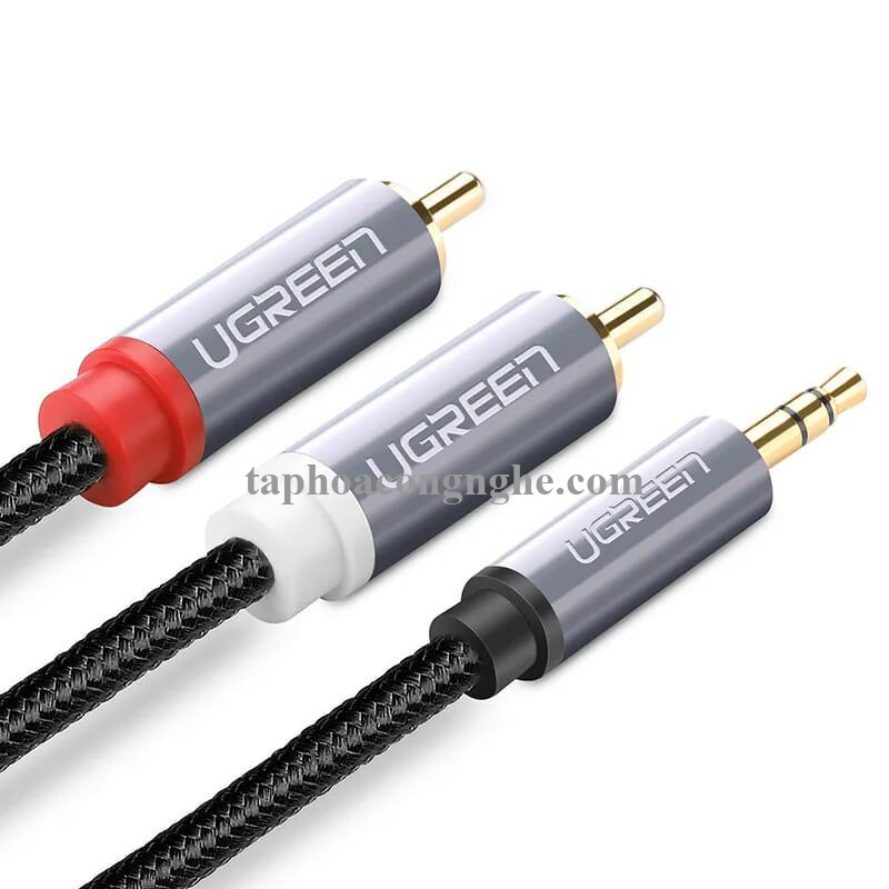 Ugreen 40844 3M màu Đen Cáp âm thanh 2 đầu Bông sen sang 3.5mm Dương đầu bọc nhôm mạ vàng AV135 30040844